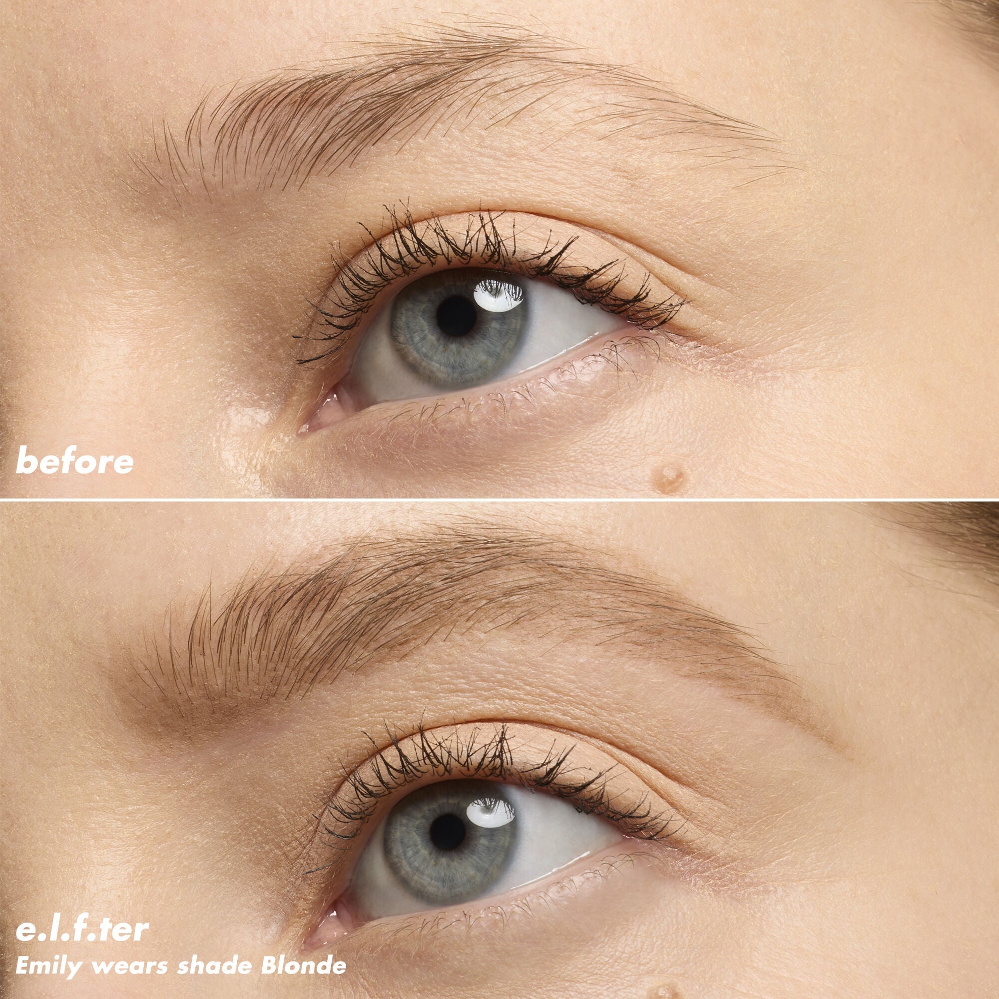 Eyebrows Before and After Applyig Micro-Fine Brow Pencil