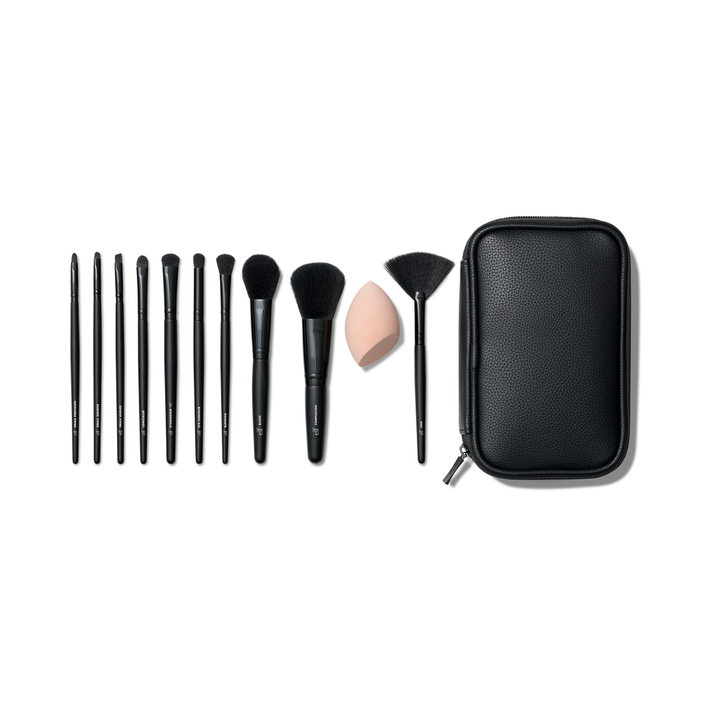 Full Face and Eye Makeup Brush and Sponge Set