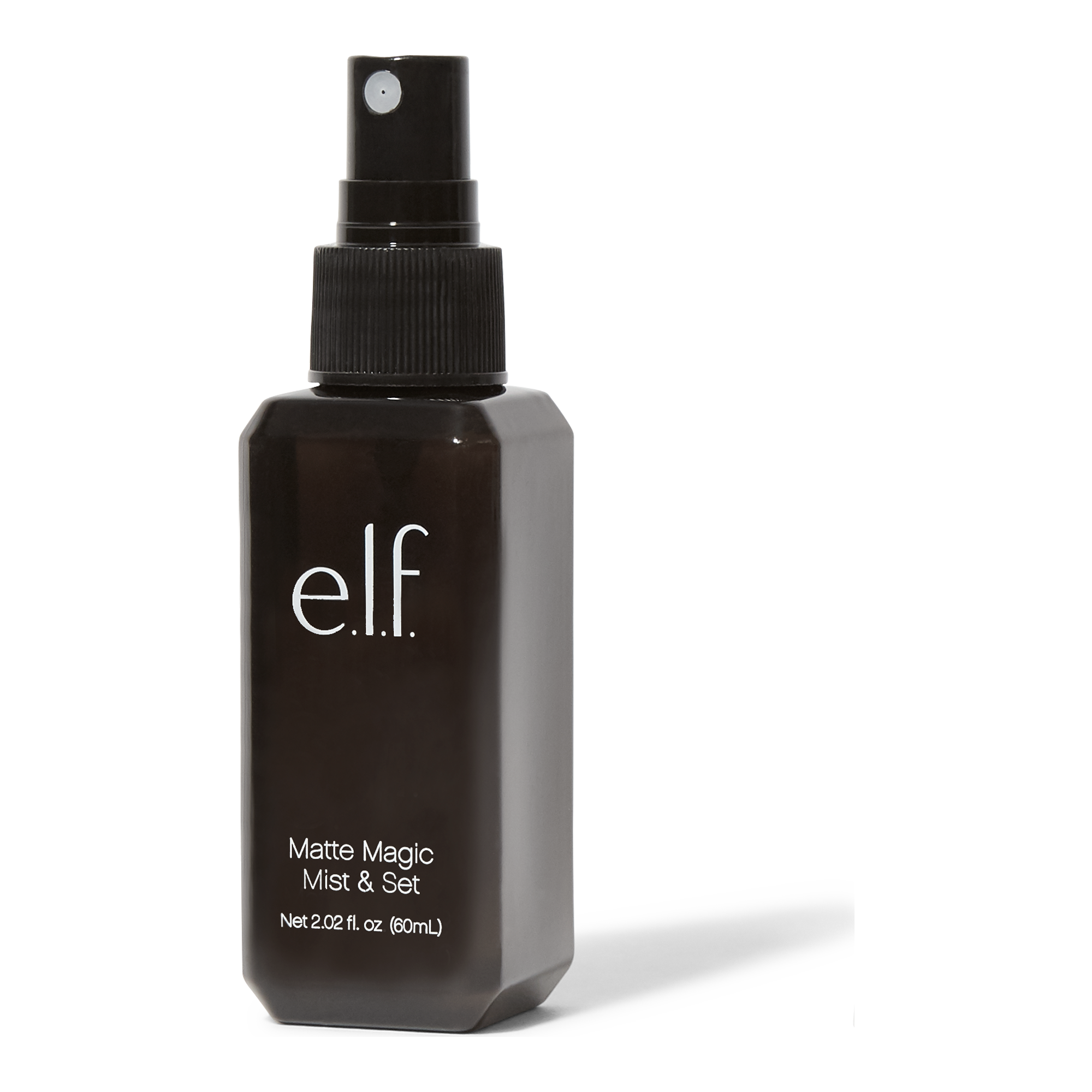 Black spray bottle labeled 'e.l.f.' on a white background