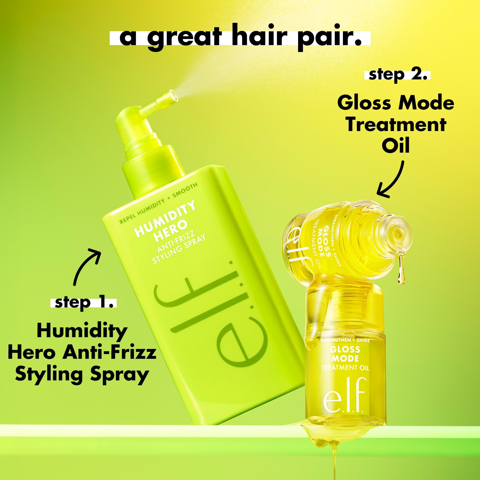 Pair Gloss Mode Hair Treatment Oil with Humidity Hero Anti-Frizz Styling Spray