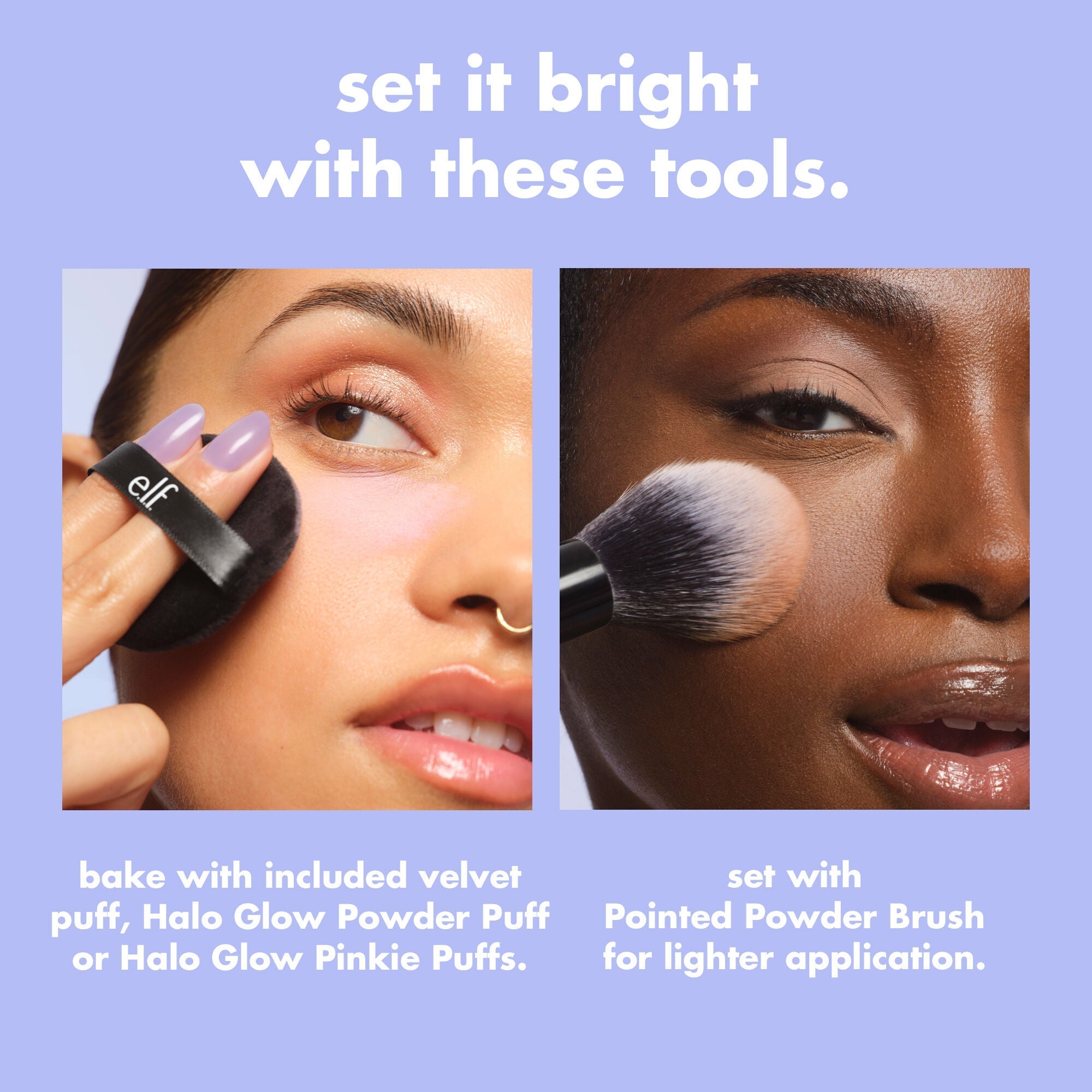 Pair Set It Bright Loose Setting Powder with Powder Puff and Pointed Powder Makeup Brush